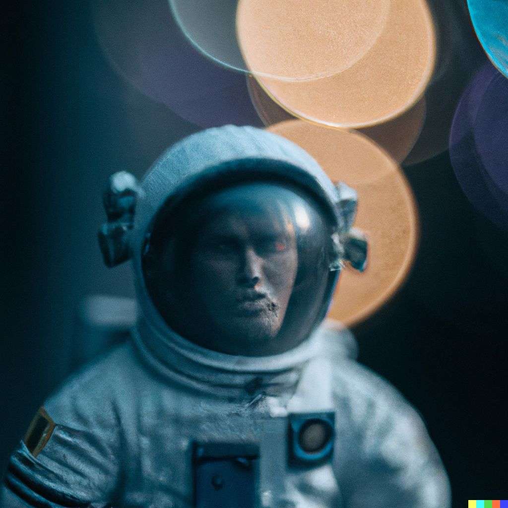 an astronaut, photograph, extreme bokeh